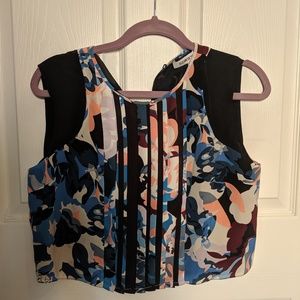 Elizabeth and James Floral Pleated Sleeveless Top